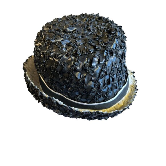 Vintage Rumak Millinery Womens Ribbon & Straw Cloche Hat With Bow - Picture 8 of 12